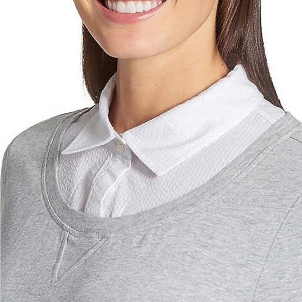 TOMMY HILFIGER Gray and White Collared Sweater - Picture 12 of 14